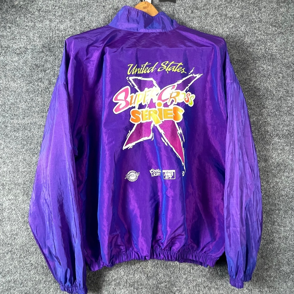 VTG Veninis Jacket Mens L Purple Supercross Series Windbreaker Dirt Bike Moto